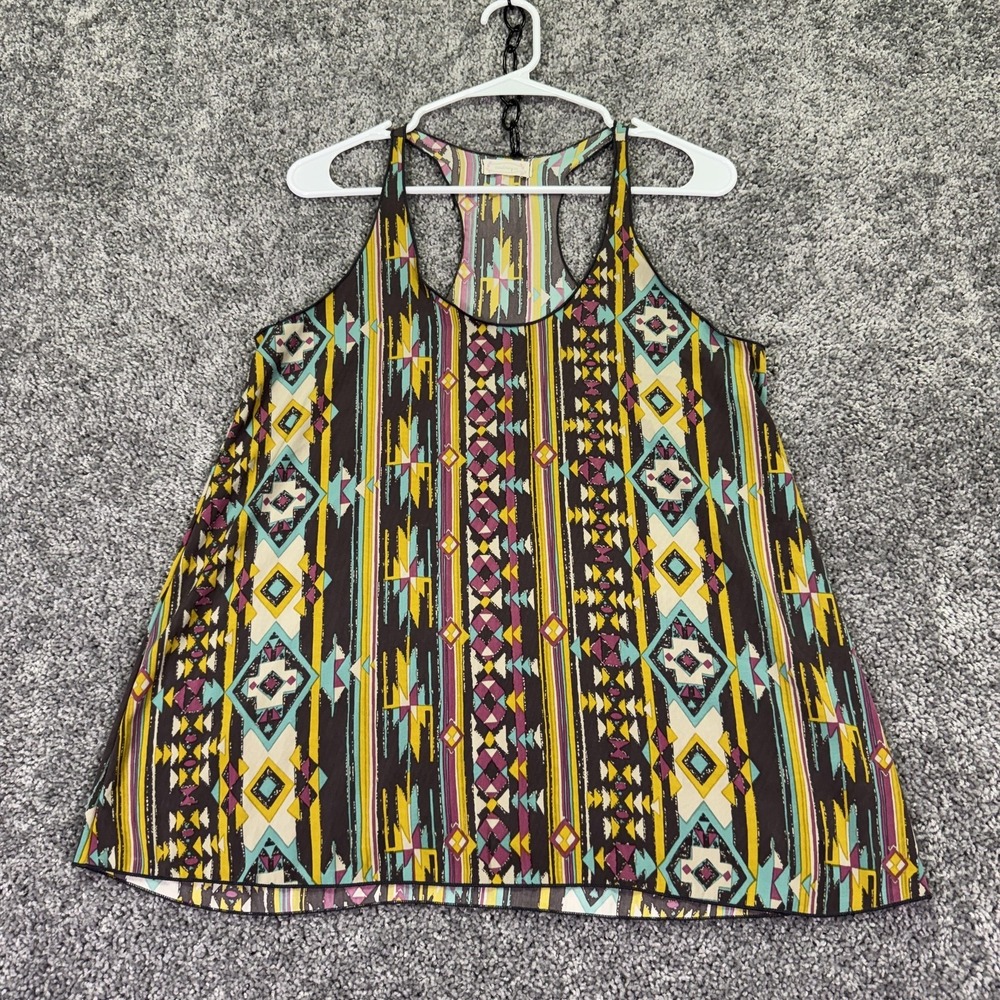 Audrey 3+1 Tank Top Womens XL Multicolor Tribal Racerback Boho USA Casual